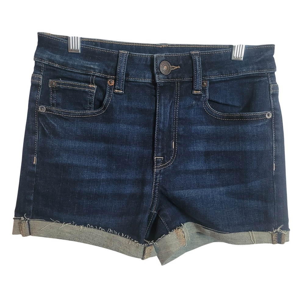American Eagle Hi-Rise Shortie Dark Wash Denim Shorts Womens Size 2 Inseam 2.5"